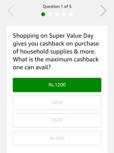 (1st November Answers) Amazon Super Value Quiz – Answer & Win Rs.5000