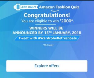 Amazon Fashion Quiz Winners List