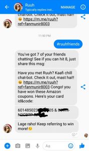 (Proof Added)Ruuh Messenger Chat - Get Rs.50 Amazon Voucher on Referring 4 friends