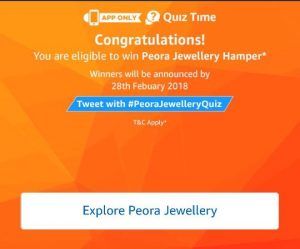 (All Answers)Amazon Peora Valentine Jewellery Quiz Answers