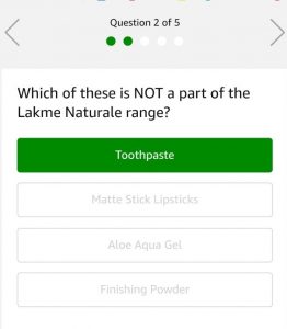 (All Answers)Amazon Lakme Quiz - Answer and Win Rs.5000