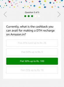 Amazon DTH Recharge Quiz Answers