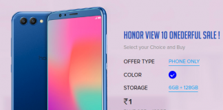 Honor Flash Sale - Buy Honor View 10 in Rs.1 (SALE@11:45AM)