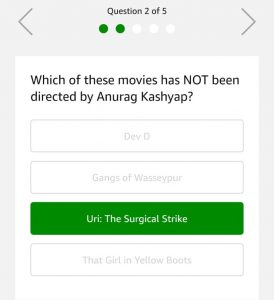 Amazon Quiz 25th February Answers - Win Rs.75000