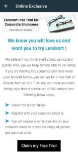 Lenskart Free Eyeglasses Corporate Trial Offer