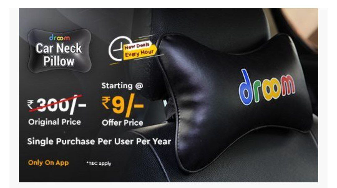 Get Droom Car Neck Pillow At Just ₹9 | Droom Car Neck Pillow Flash Sale|Worth 300₹