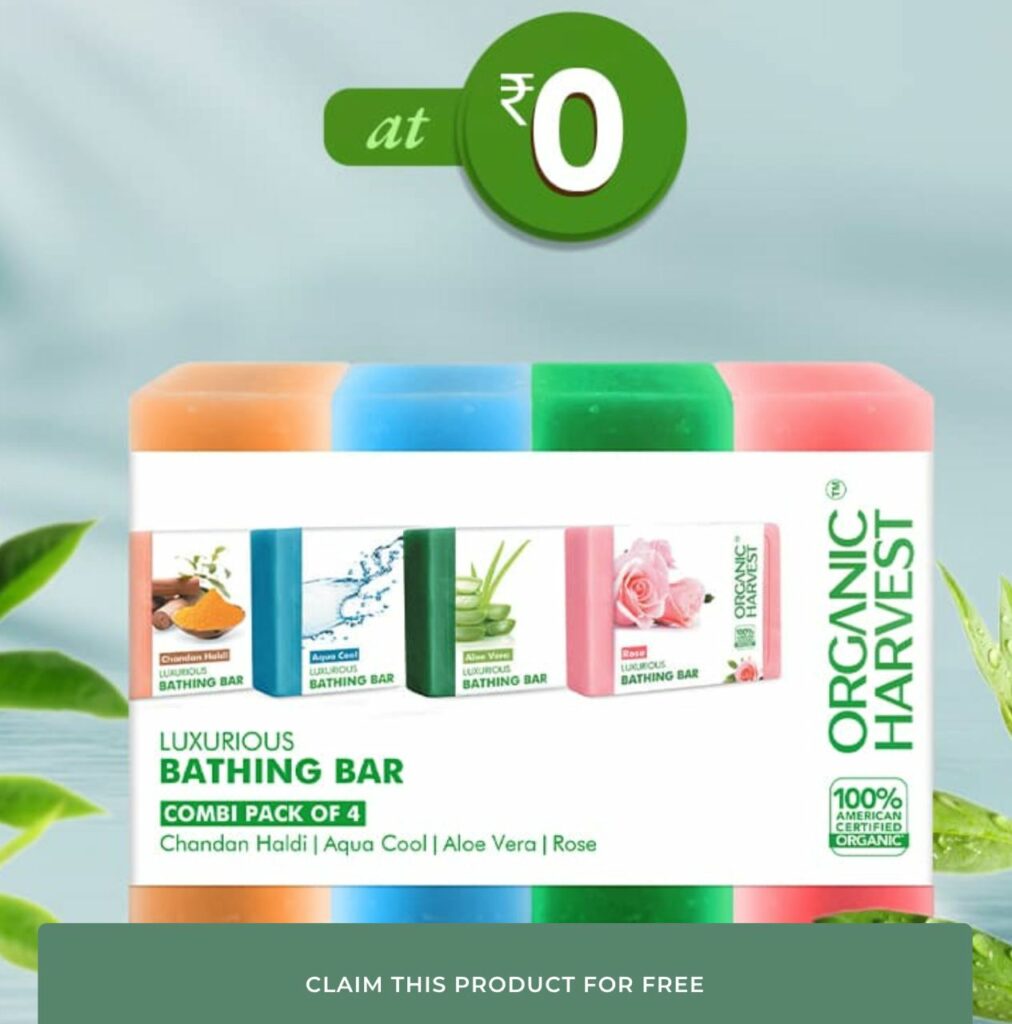 [माल फ्री में] Organic Harvest Offer: Pack Of 4 Luxury Soap for FREE | Worth ₹349