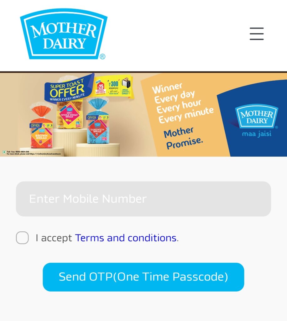 Mother Dairy Super Toast Offer: Send SMS & Win Prizes 