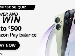 Amazon Redmi 13C 5G Quiz Answers: Win Rs.500 Amazon Pay Balance