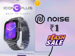 (Upcoming) Noise Icon 3 Smartwatch @ Just ₹1 on Flipkart